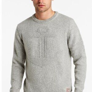 Nautica Sweater Pullover Crewneck Gray Raised Logo Mens Size S